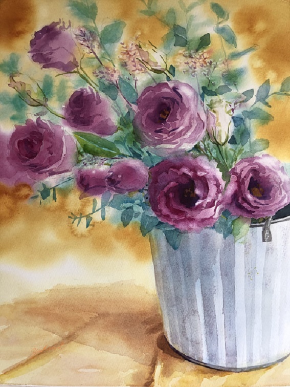 水彩画。抽象ハーモニーー7